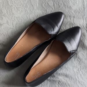 Clarks Black Leather Slip-On Shoes